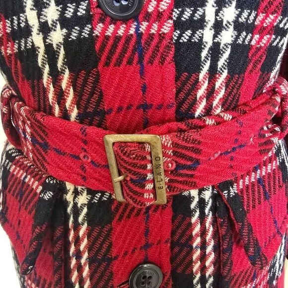 E.land Univ. Marine Club SB Red/Blk/Blue Plaid Belted Jkt., Vtg., Sz. 6, EUC - Picture 7 of 8
